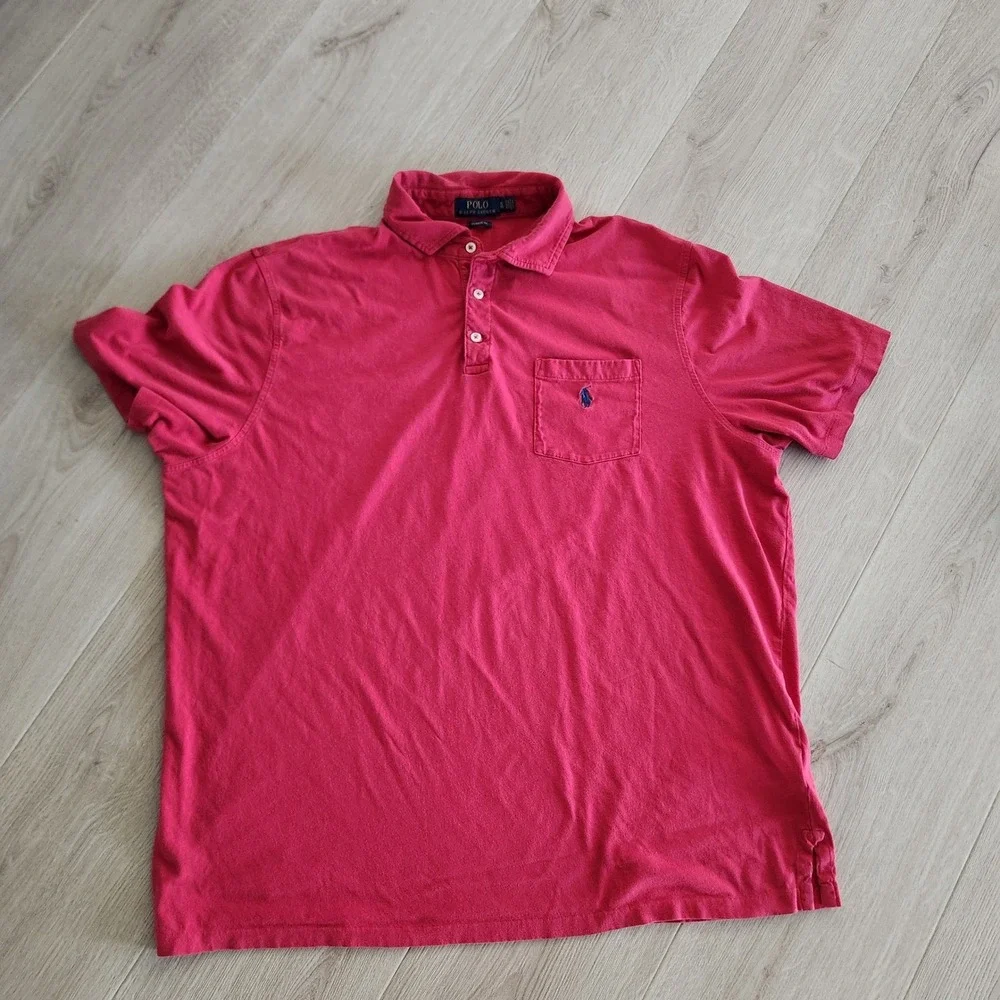Polo Ralph Lauren Men's Classic Fit Red collar Short Sleeve Polo‎ Shirt XL